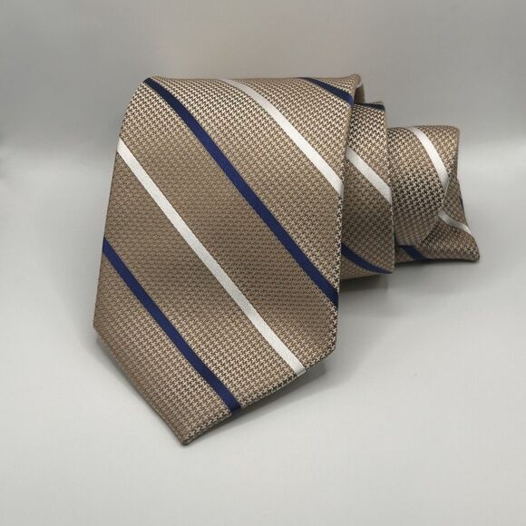Jos. A. Bank Signature Collection Tie 100% Silk Hand Made Beige 60x3.5 W/Stripes - Picture 1 of 7